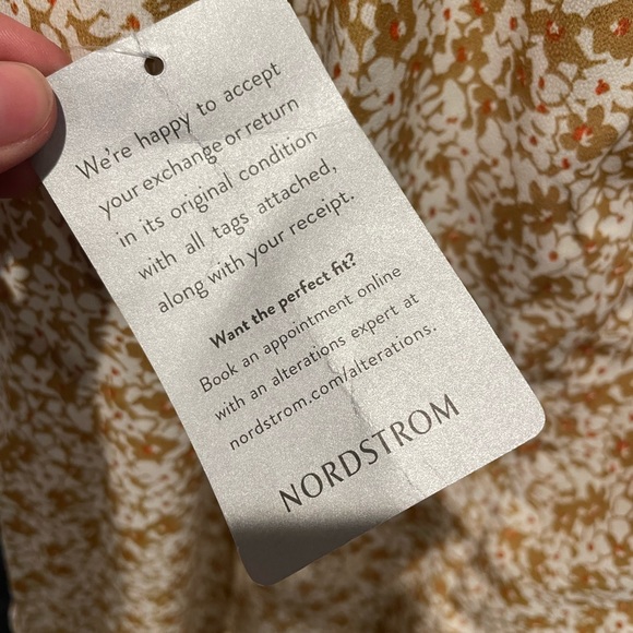 NWT Lush from Nordstrom Honey/Caramel Floral Print, Open Back Midi Dress, Small - Picture 3 of 6